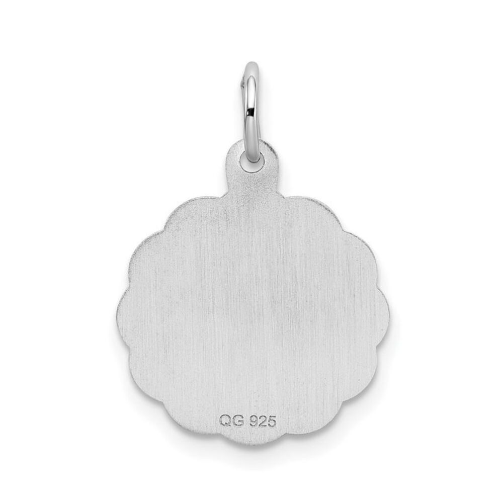 Sterling Silver, Sarah Collection 15mm Brocaded Disc Initial B Pendant - Picture 3 of 5